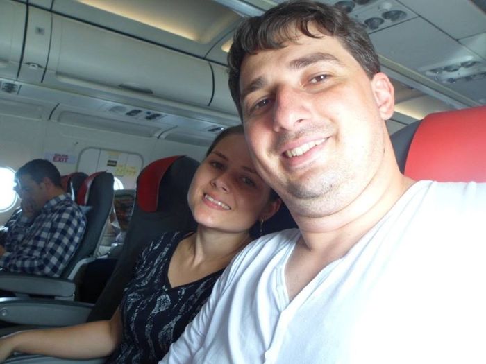 No avião .... que medo ....