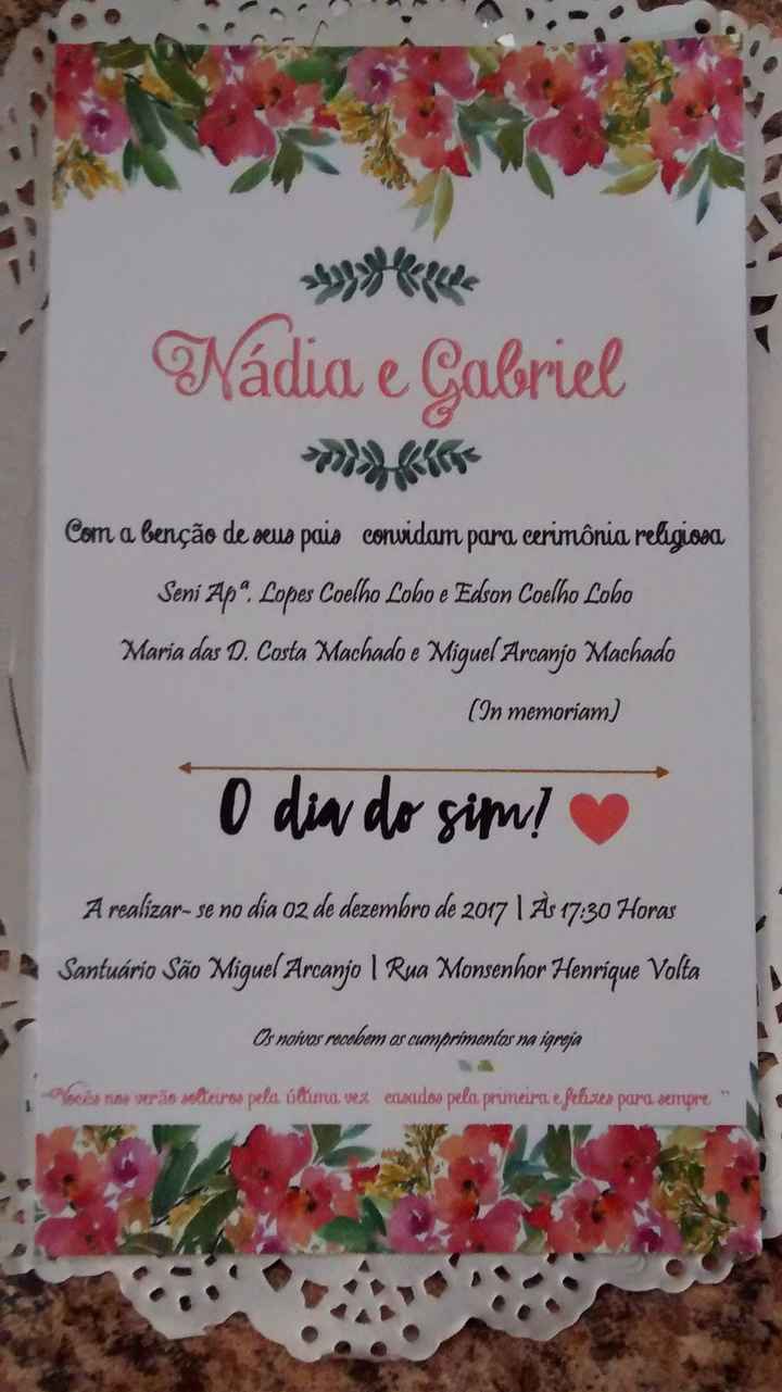 Informações do casamento.
