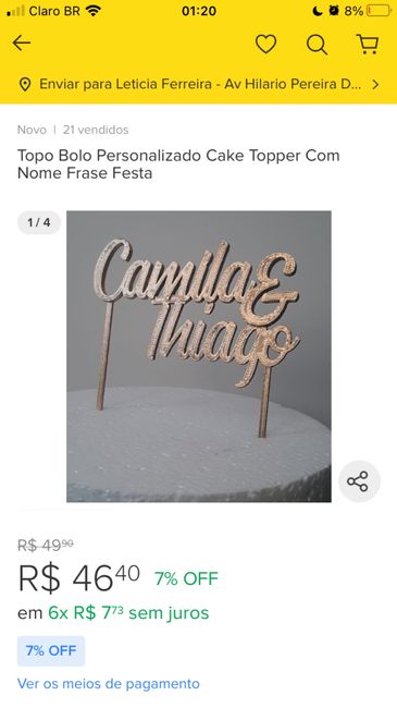 Topo de bolo: casamento e chá 3