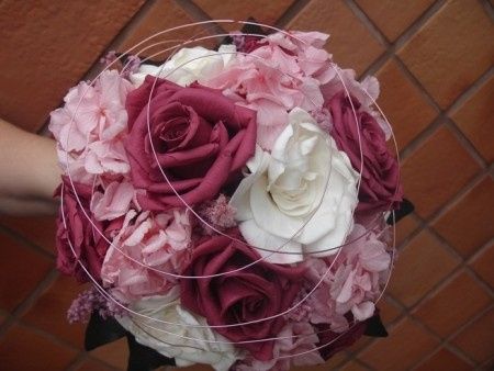 buquê em tons com rosa
