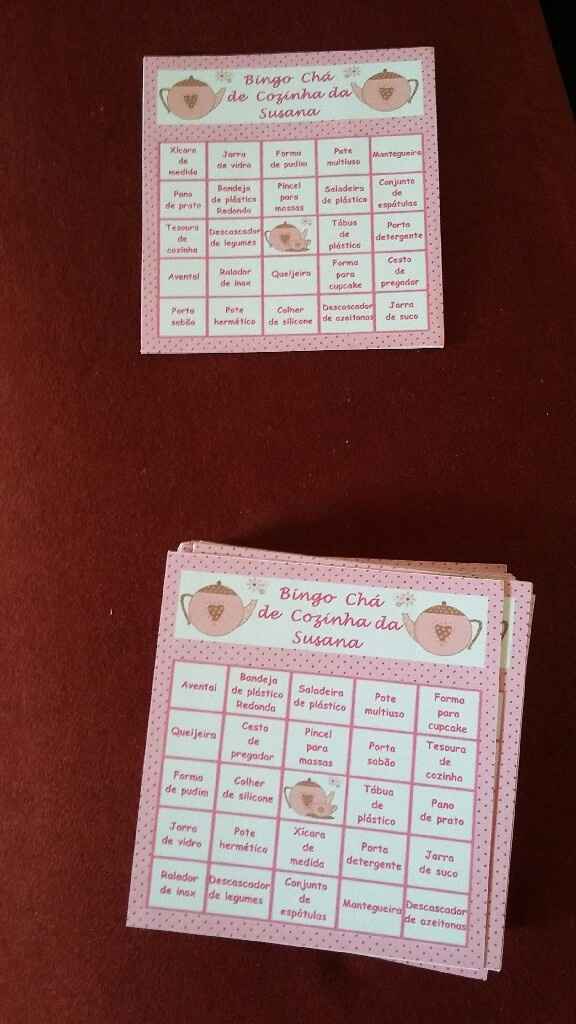 Bingo de chá de cozinha 