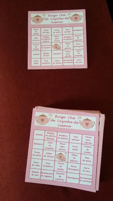 Bingo de chá de cozinha 
