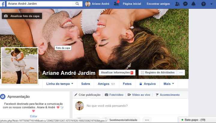 facebook do casal EXCLUSIVO para o casamento