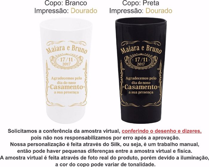 Copos de lembrança do meu casamento
