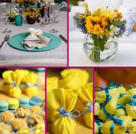 azul tiffany e amarelo