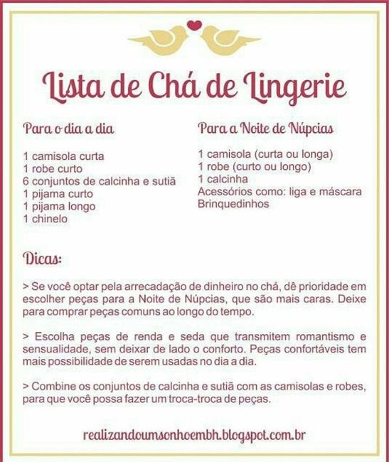 Dicas chá de lingerie! 