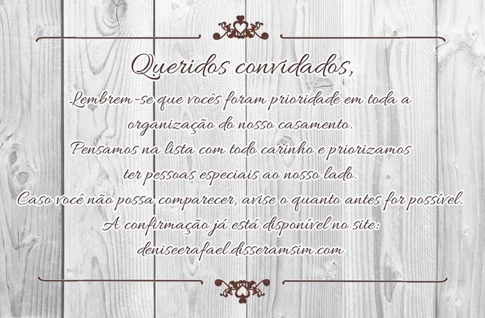 Postagem para os convidados