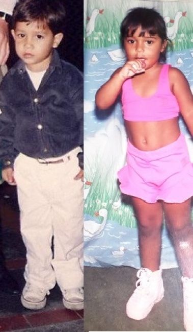 Eu e meu noivo quando eramos crianças.