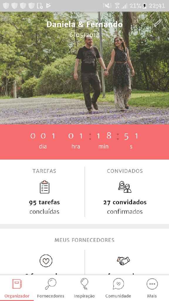 Contador está em 1 dia. - 1