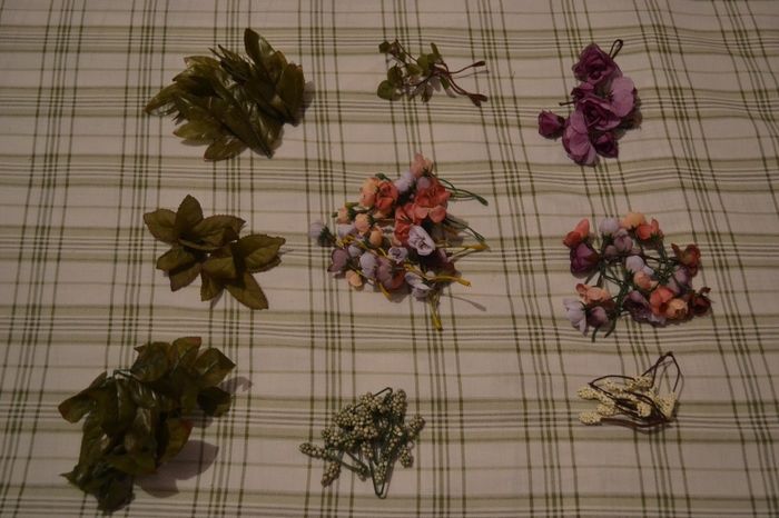 Folhas e flores separadas
