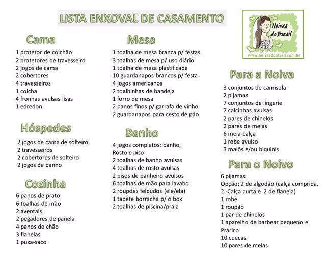 Lista de enxoval