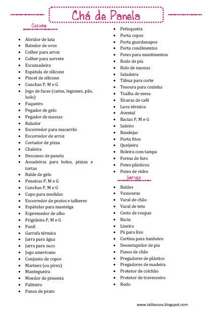Lista para o chá