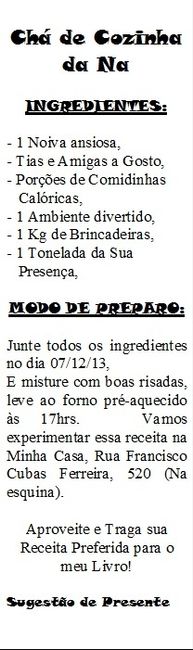Convite do Chá de Cozinha