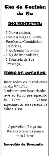 Convite do Chá de Cozinha