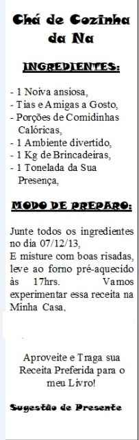 Convite do Chá de Cozinha