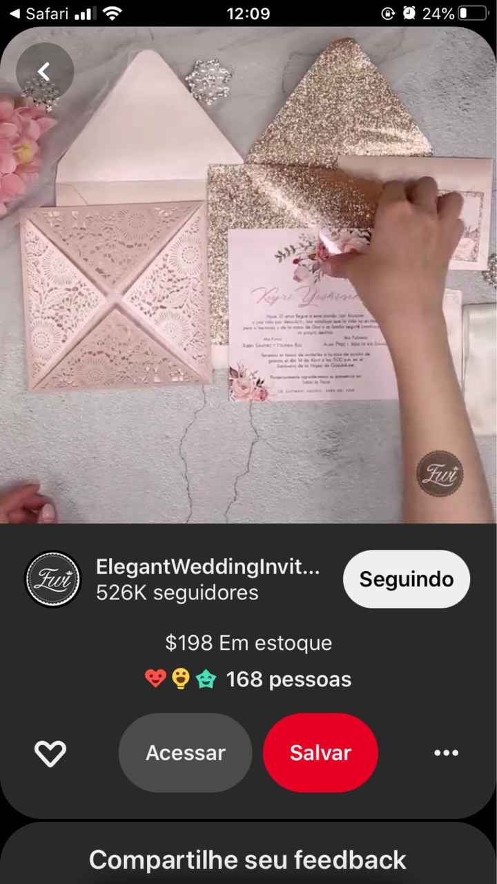 Convite de Casamento com brilho - 1