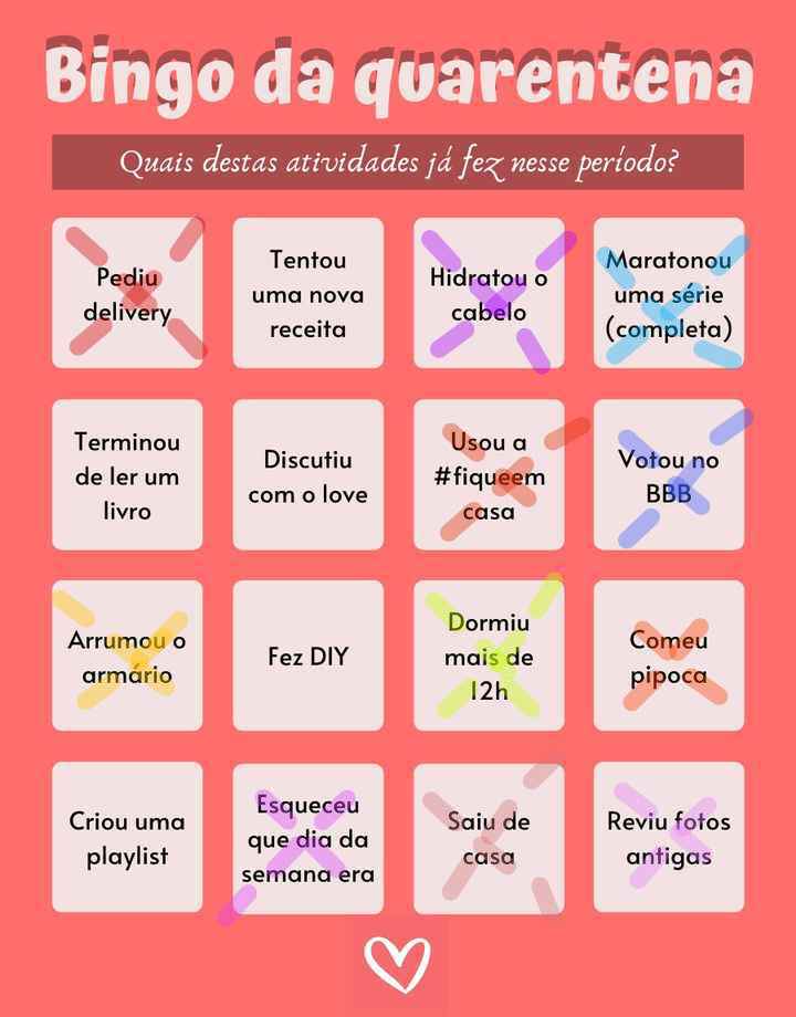 Bingo da quarentena: quem se atreve? #NoivasEmCasa - 1