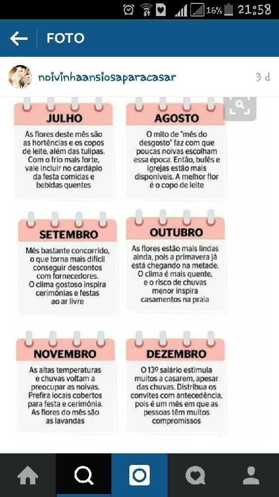 Meses mas favoráveis para casar - 1