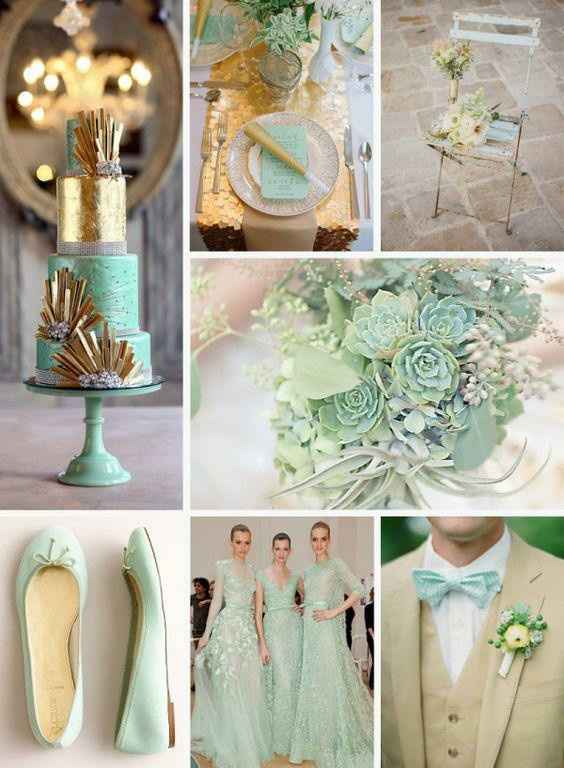 Minha paleta de cores: verde menta, pêssego, dourado e pérola envelhecida. - 8