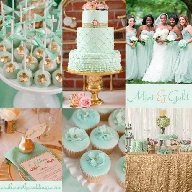 Minha paleta de cores: verde menta, pêssego, dourado e pérola envelhecida. - 4