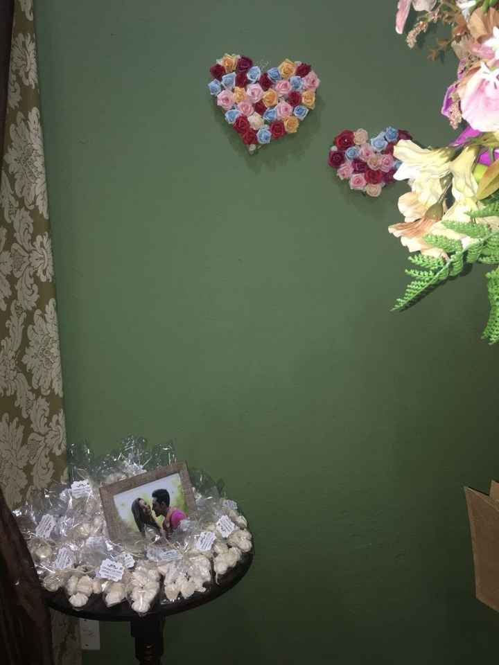 Os corações de flores, também foi DIY