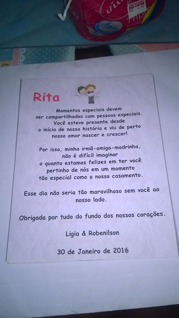 Agradecimento para Minha irmã-madrinha-amiga