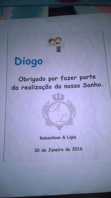 Agradecimento para os padrinhos.