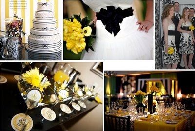 Decoração amarelo,preto e branco.