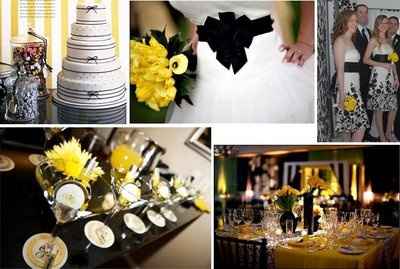 Decoração amarelo,preto e branco.