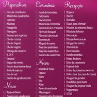Check list do Casamento. 
