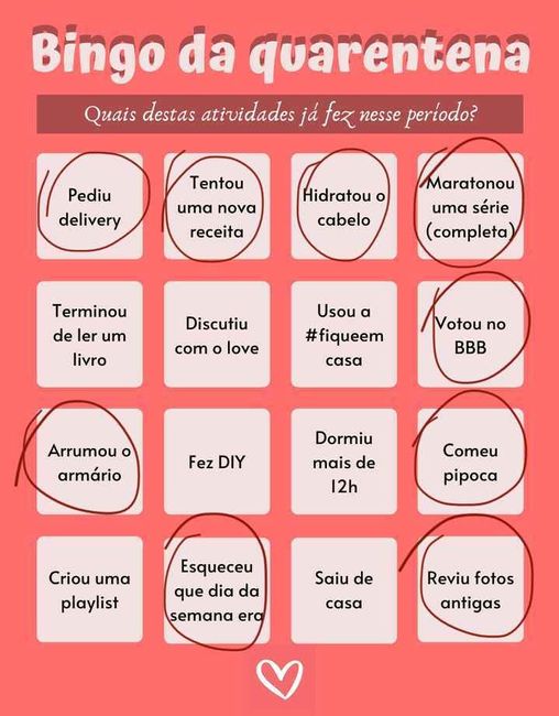 Bingo da quarentena: quem se atreve? #NoivasEmCasa - 1