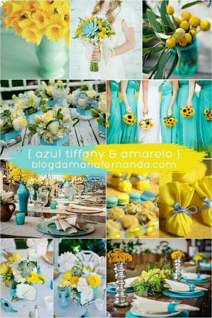 Decoração azul tiffany branco dourado e amarelo  - 1