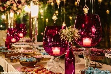 Mesa dos doces com Velas