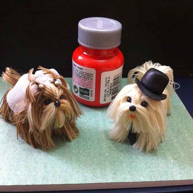 Essa noiva pediu como noivinhos o seu casal de cachorrinhos... ficou simplesmente apaixonante... até