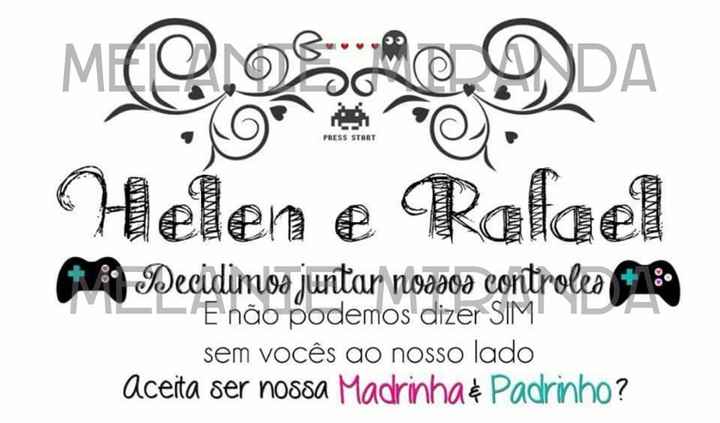 Convite Padrinhos #geek #gamer #nerd