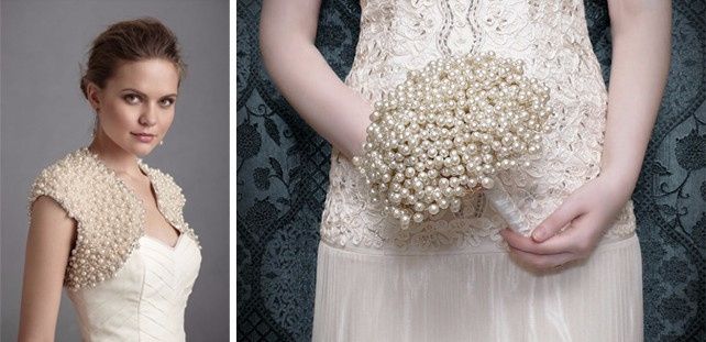 Detalhe do vestido e buquê