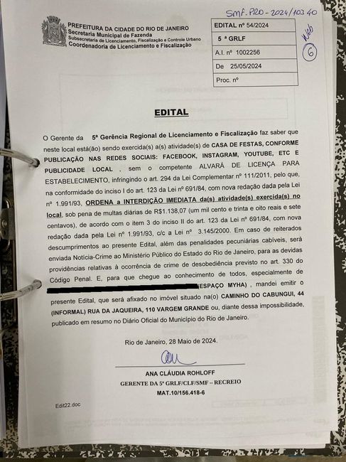 Espaço Myha => Casa de festas sem alvará para funcionamento 2
