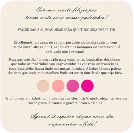 Cartão para os padrinhos!