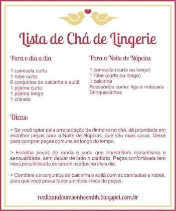 Lista do chá de lingerie - 1