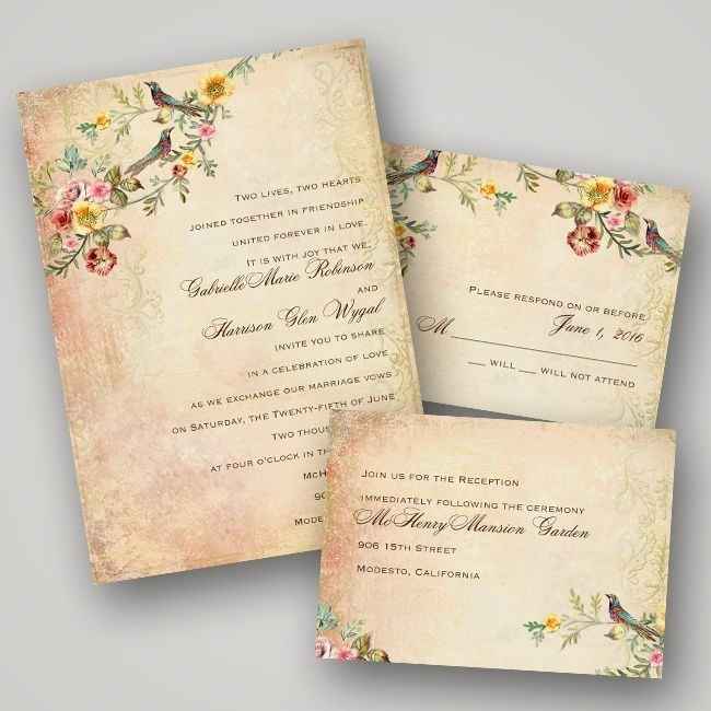 Olha que lindo esse para um casamento vintage, imitando papel envelhecido!