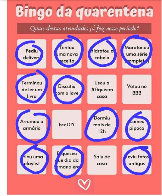 Bingo da quarentena: quem se atreve? #NoivasEmCasa - 2