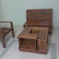 Conjunto de Banco, poltronas e mesa
