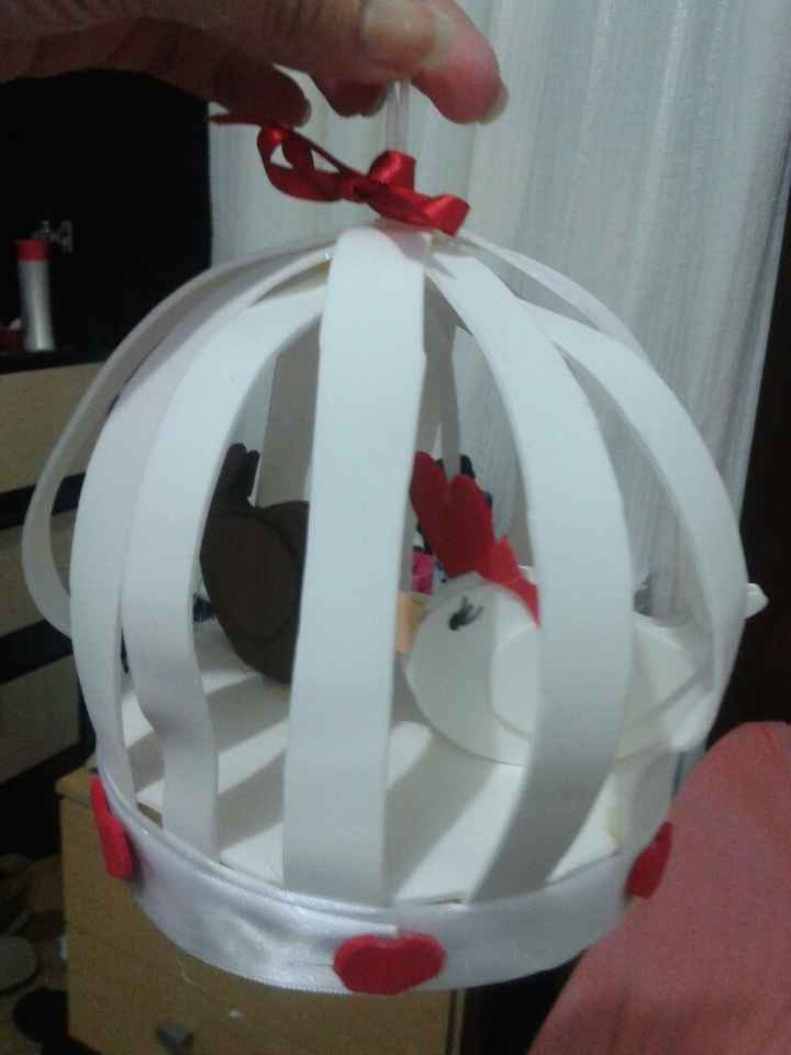 Gaiola de eva casal de passarinhos - diy - 1