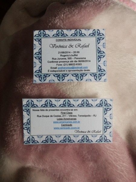Convite individual e lista de casamento