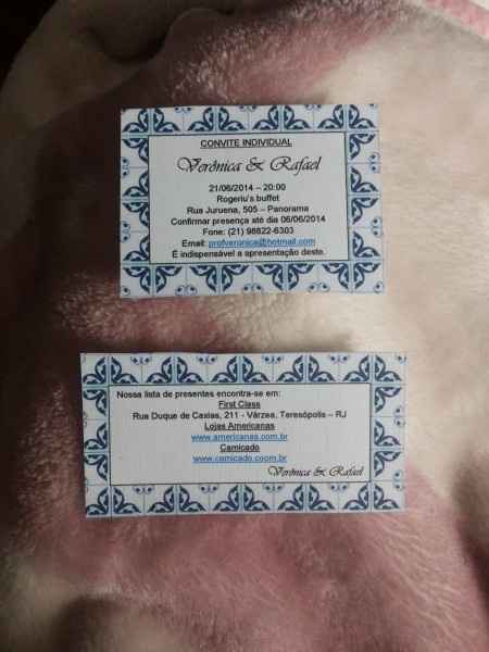 Convite individual e lista de casamento