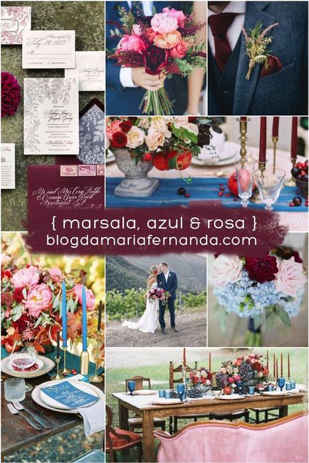 Marsala, azul e rosa