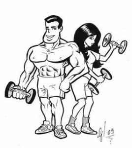 Caricatura casal academia
