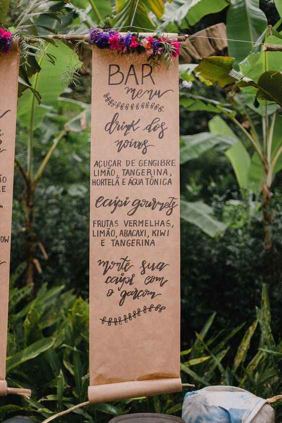 Menu em rolo de papel kraft