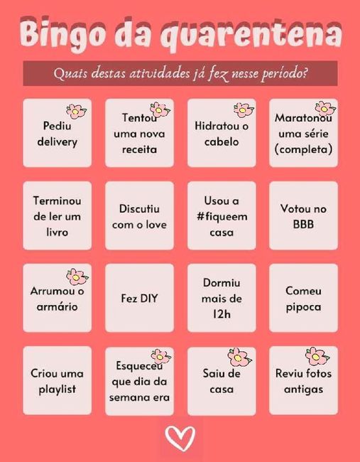 Bingo da quarentena: quem se atreve? #NoivasEmCasa 9