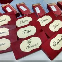 Caixinhas preferi entregar gravata no plastico pq vou casar só em nov/16, então poderia puxar fio